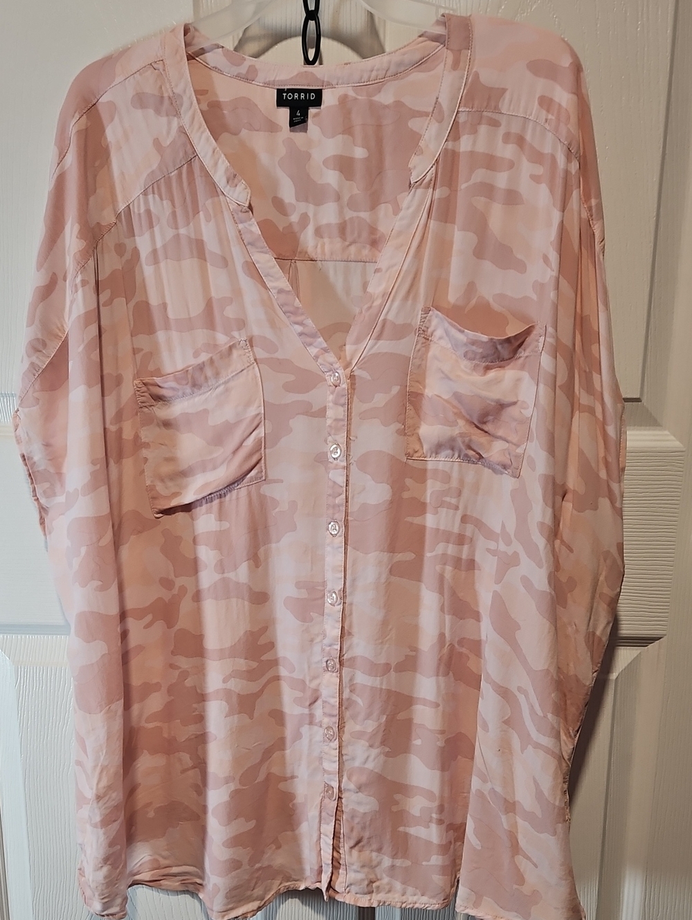 torrid Pale Pink Camo Button-Front Blouse